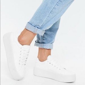 Missguided White Canvas Platform Sneakers